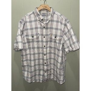 Carhartt Utility Shirt Mens Large Plaid Collared Short Sleeve Work Wear